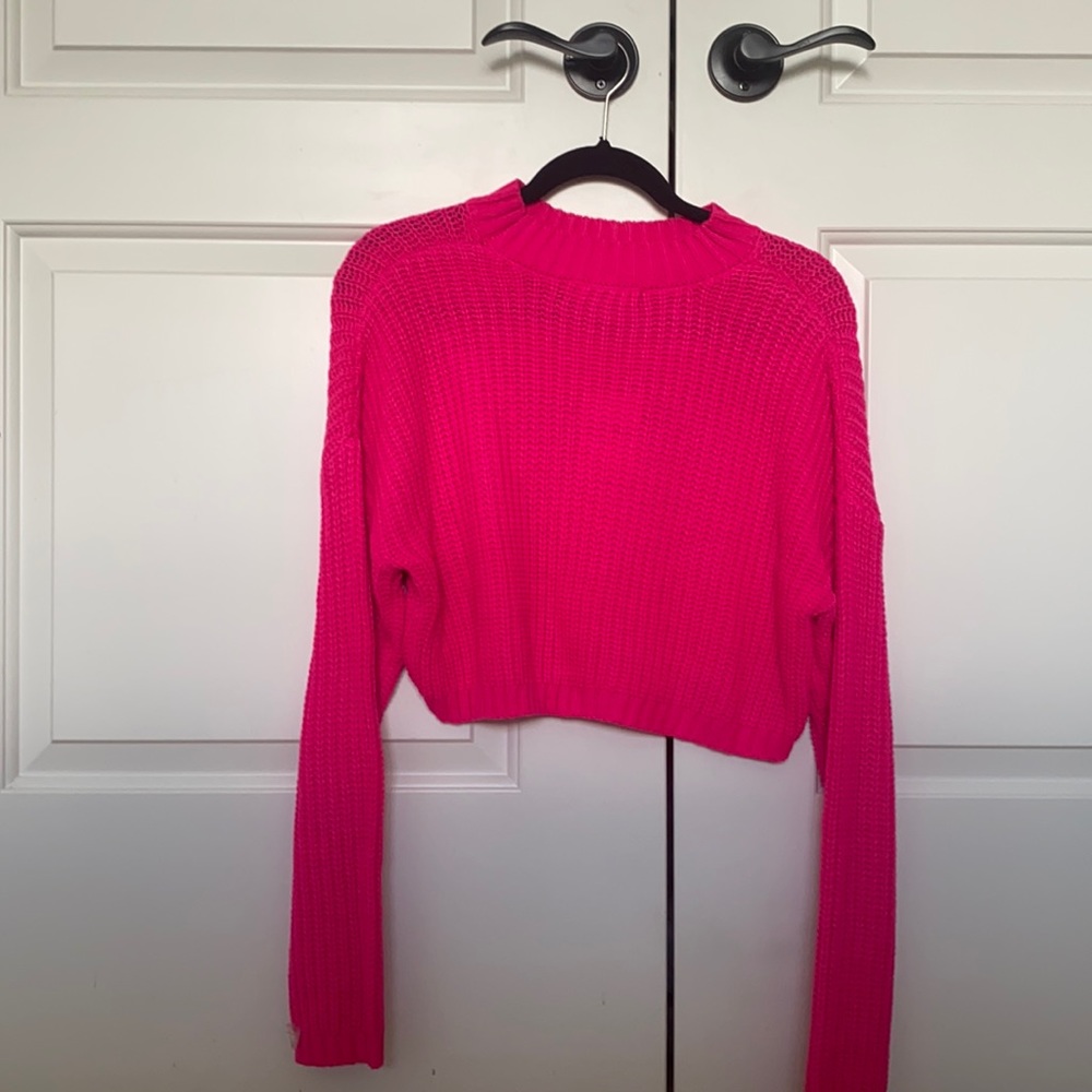Neon pink cropped sweater
